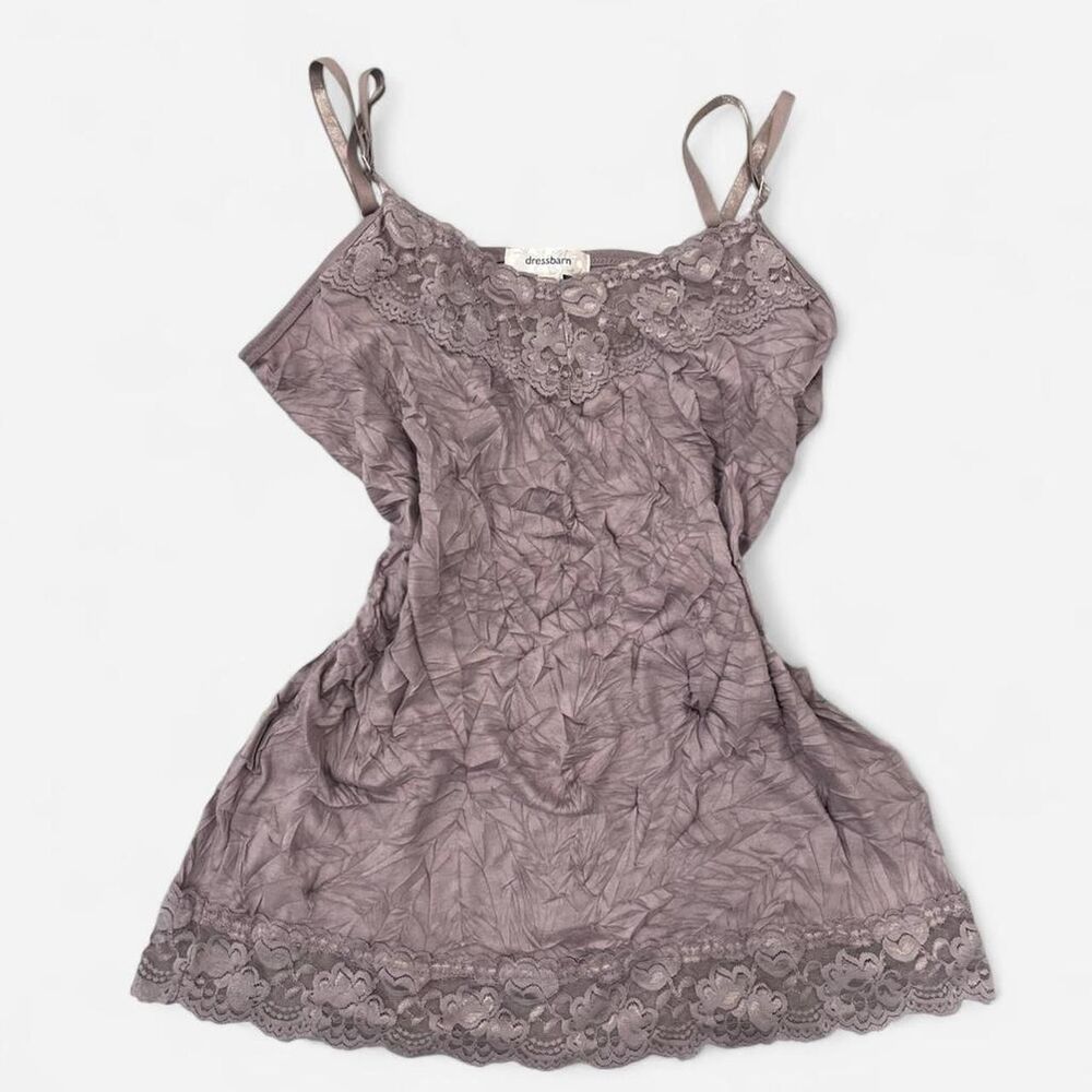 Dressbarn gray lace cami top with adjustable straps Size L